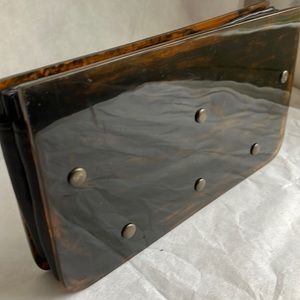 Vintage Lucite leather stud clutch purse Ronay style
